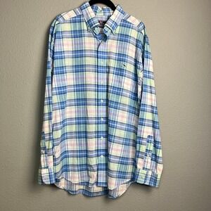 Vineyard Vines Classic Fit Tucker Shirt Preppy Lg Pink‎ Blue Plaid Button Down